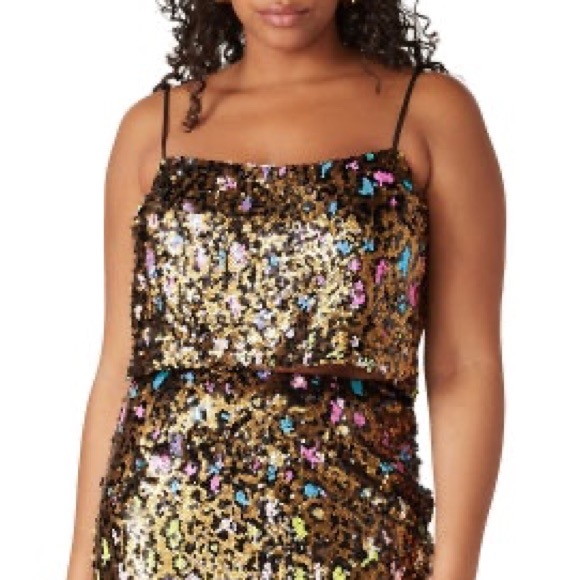 (A3) Cosmopolitan X DTP Leopard Sequin Isla Tank Crop top ONLY, Size XS, NWT - Picture 2 of 13